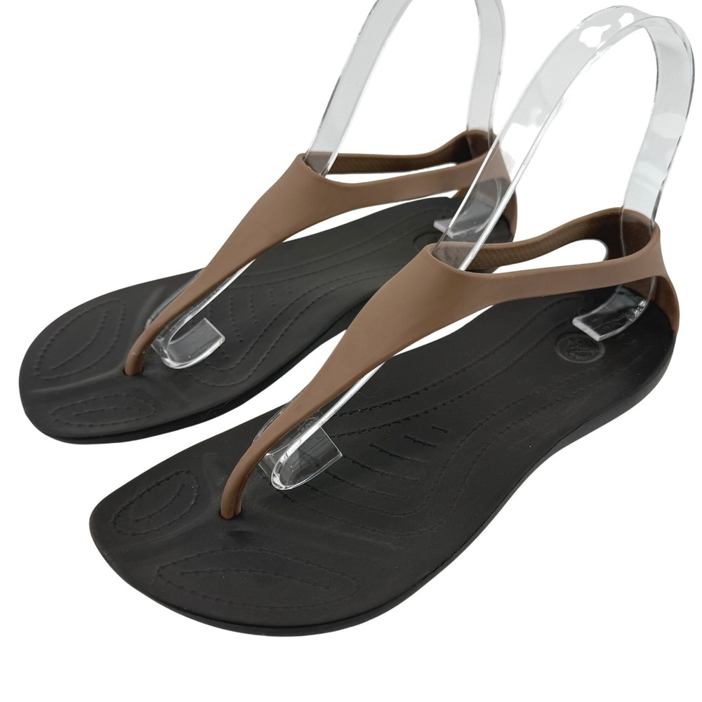 Crocs Sexi Flip Sandal Slip On Brown Women 6 Slingback Thong Casual Barefoot